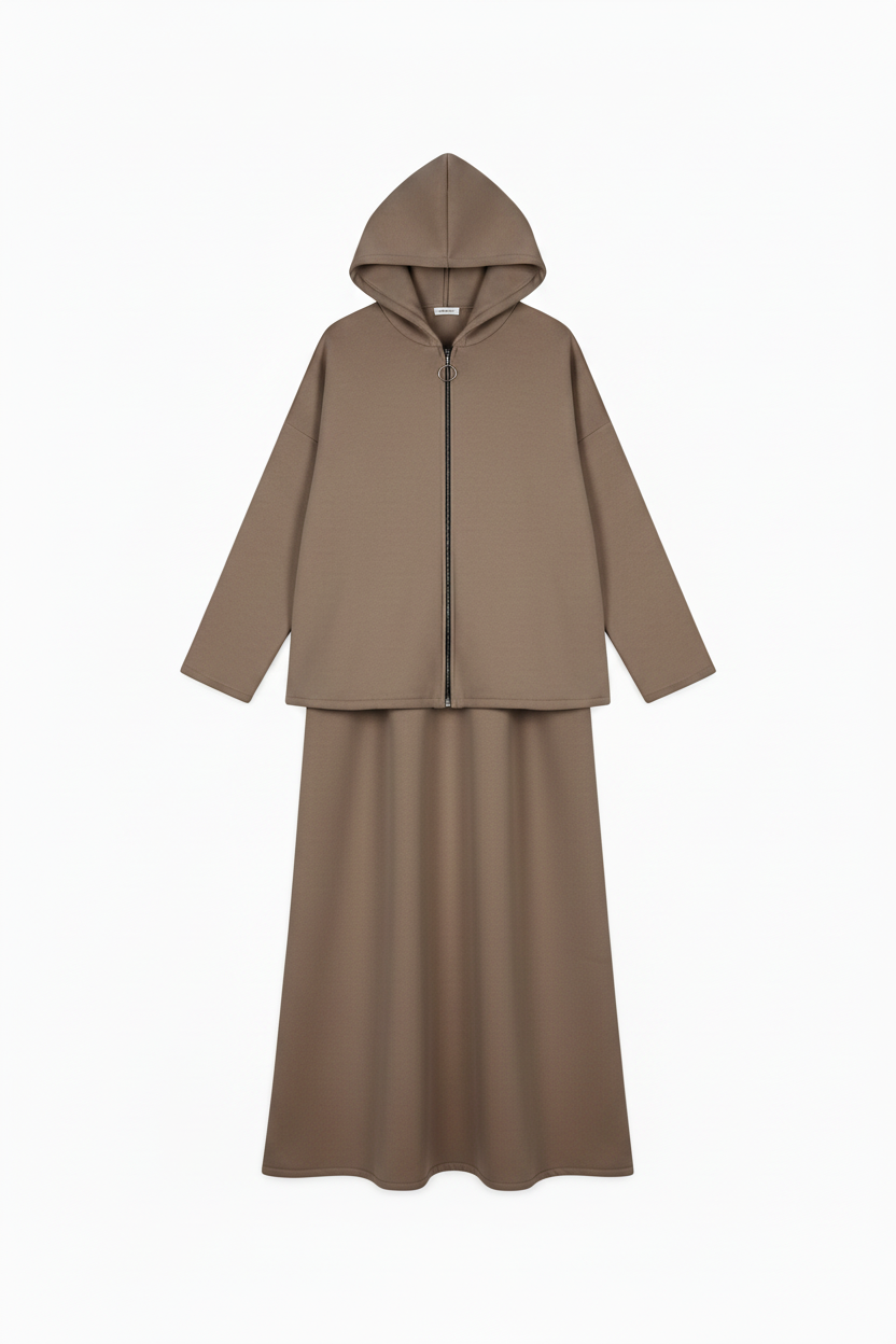 Braunes Set - Hoodie und Rock