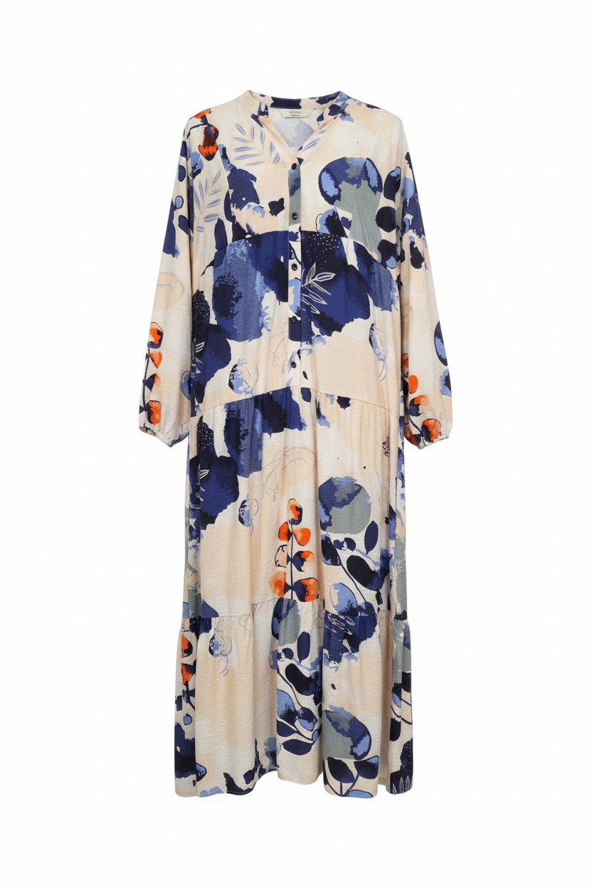 Ghost-Mannequin Kleid Navy-Orange