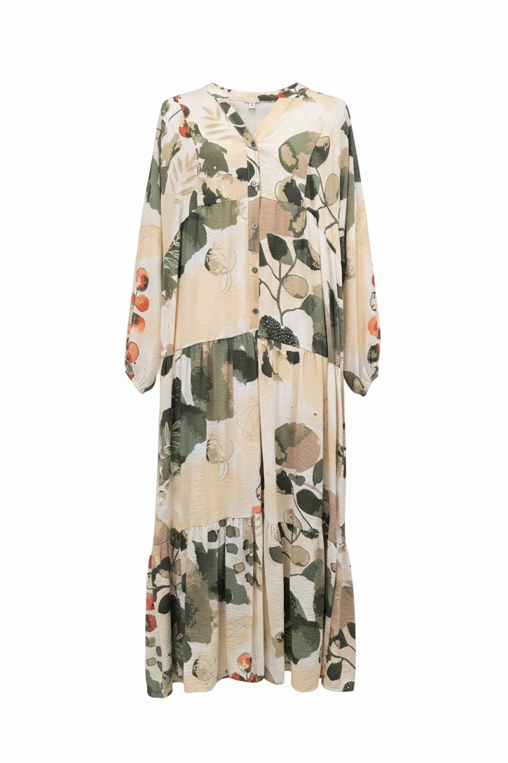 Ghost-Mannequin Kleid Olive-Coral