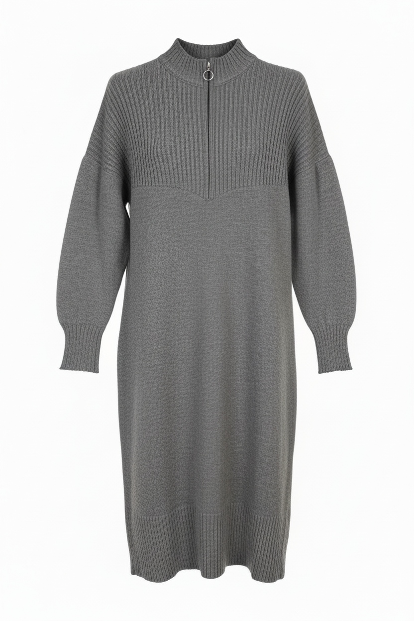 Ghost-Mannequin Strickkleid in Grau
