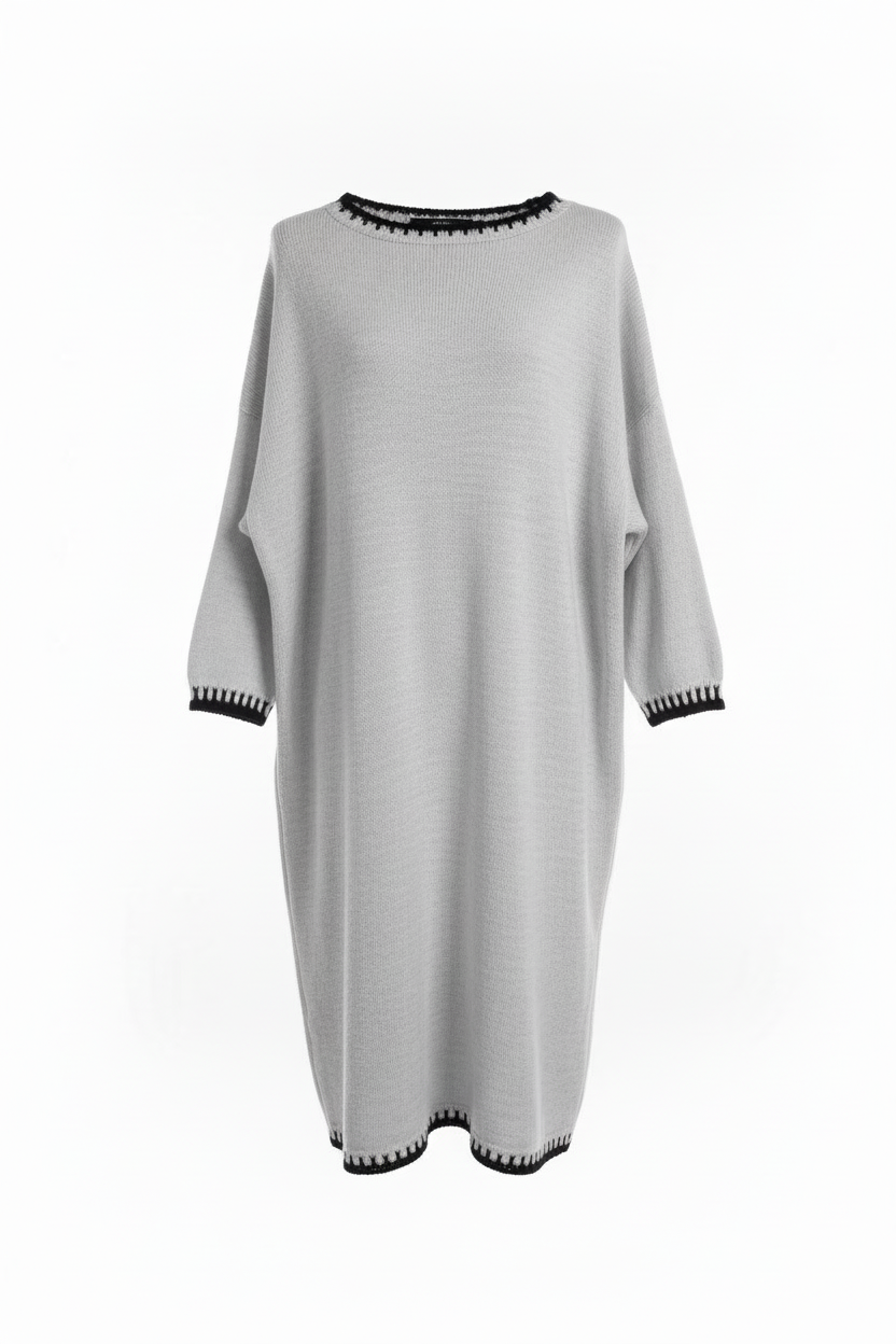 Ghost-Mannequin Strickkleid in Hellgrau
