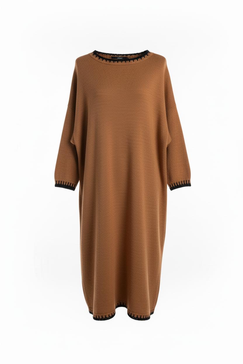 Ghost-Mannequin Strickkleid in Karamell-Braun