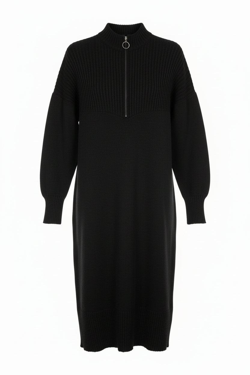 Ghost-Mannequin Strickkleid in Schwarz