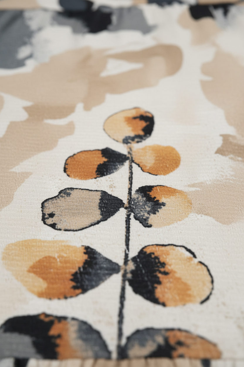 Nahaufnahme Stoff beige-schwarz