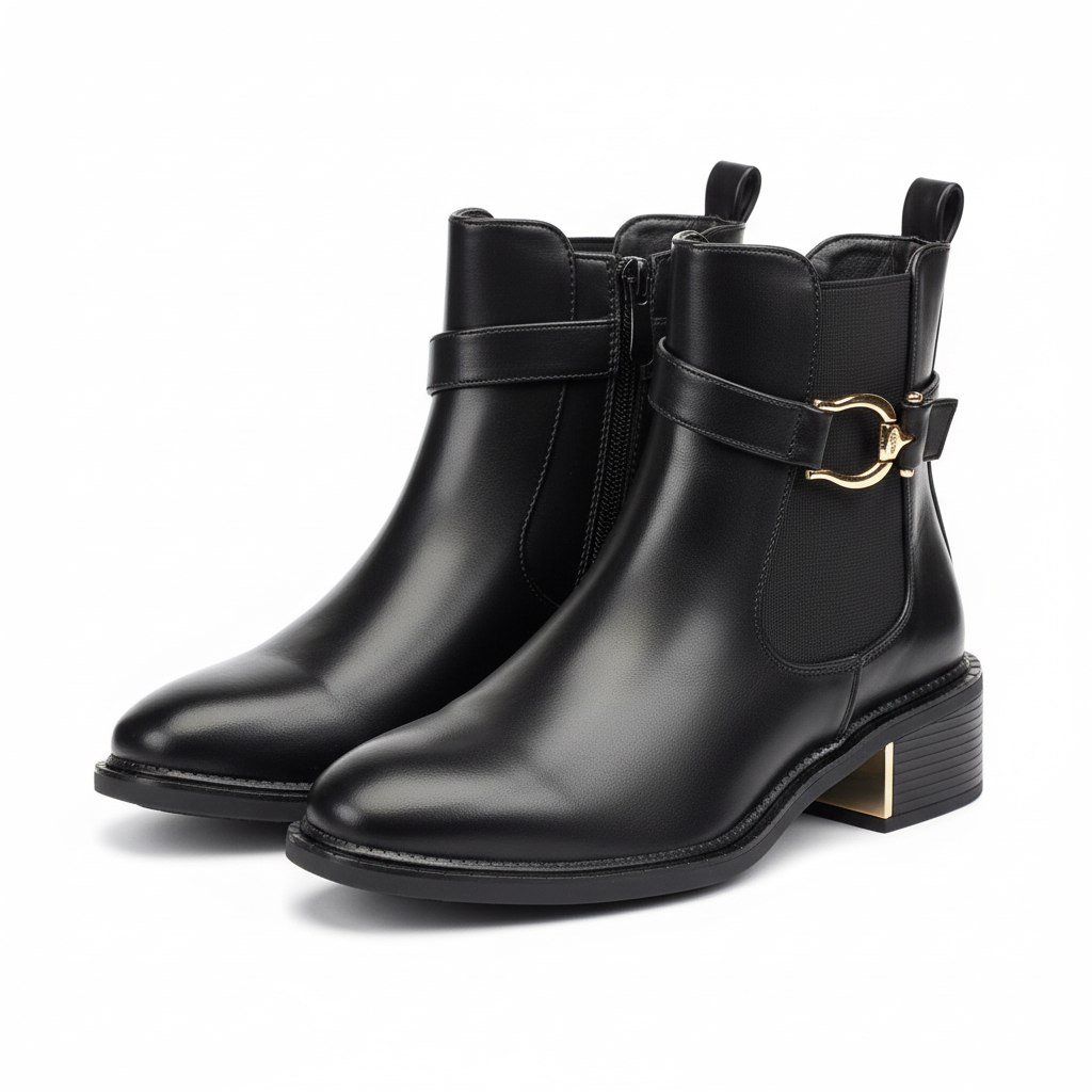 Produktfoto schwarze Stiefeletten weißer Hintergrund
