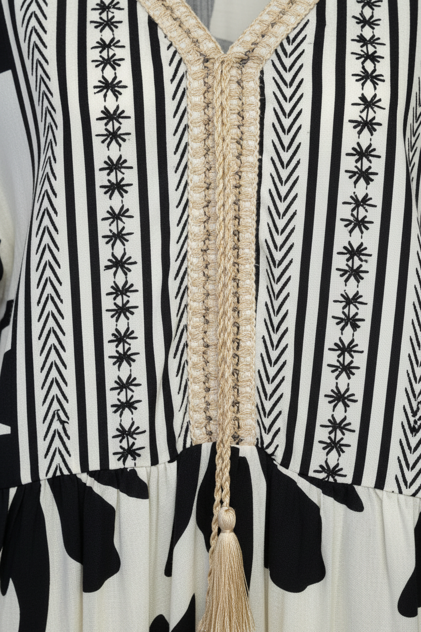 Professionelles Detailfoto schwarz-weiß Kleid