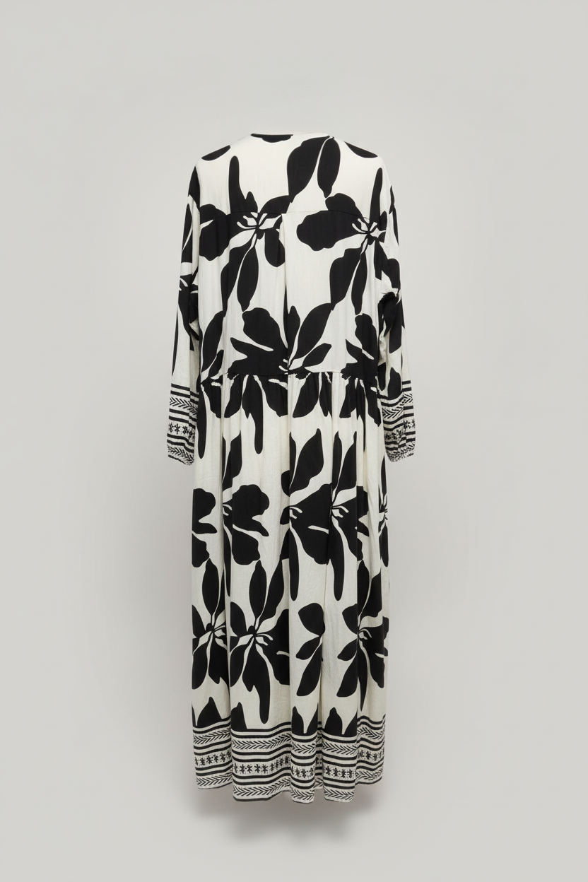 Baumwollkleid mit schwarzem Muster