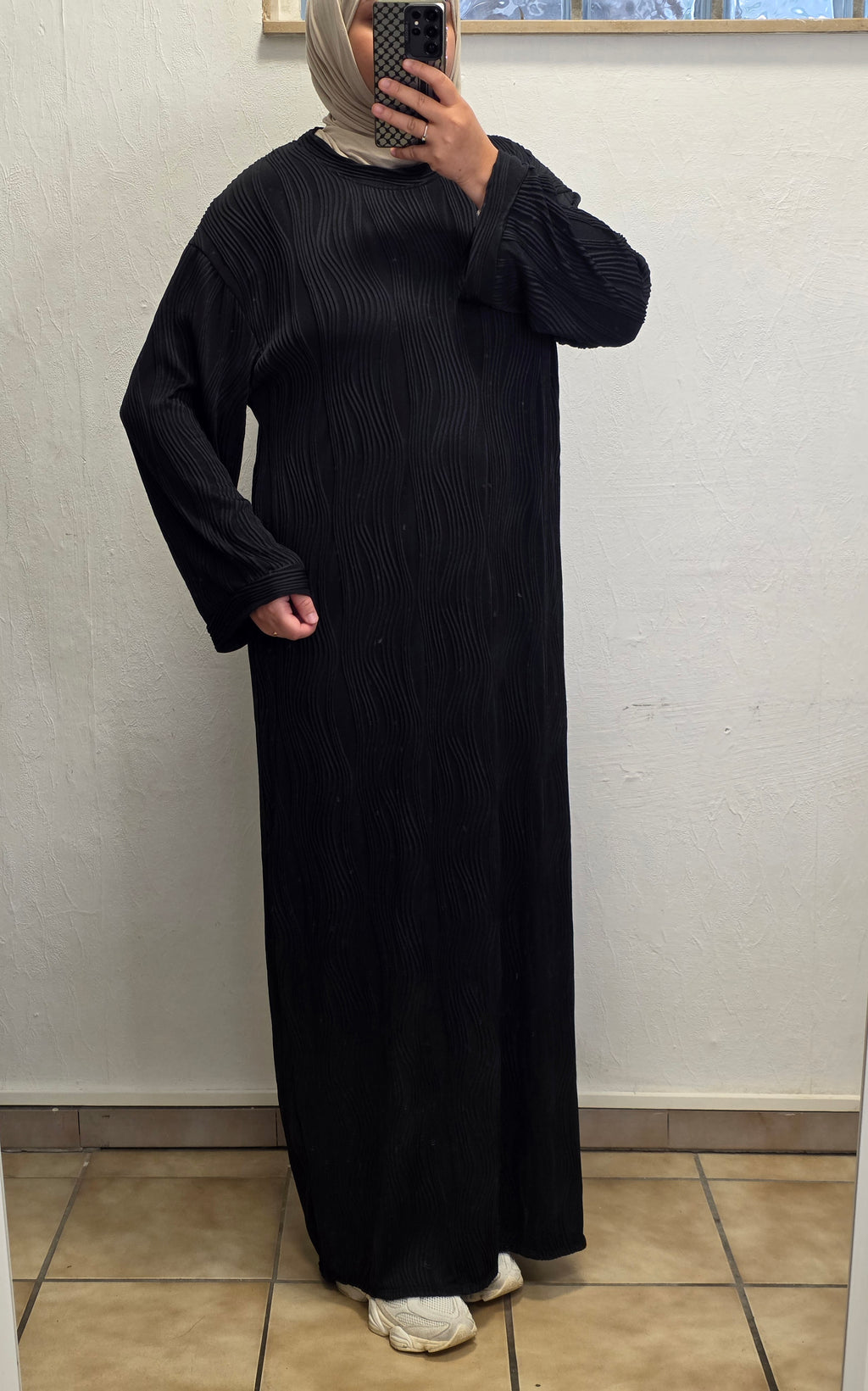Maxikleid mit gewellter Struktur